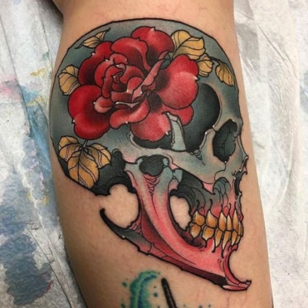 Tatoo hoa hồng đầu lâu