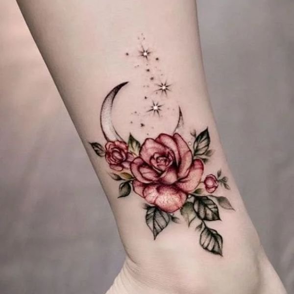 Tatoo hoa hồng mặt trăng