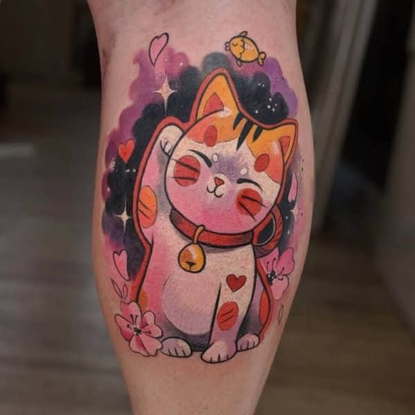 Tatoo mèo thần tài cho nam