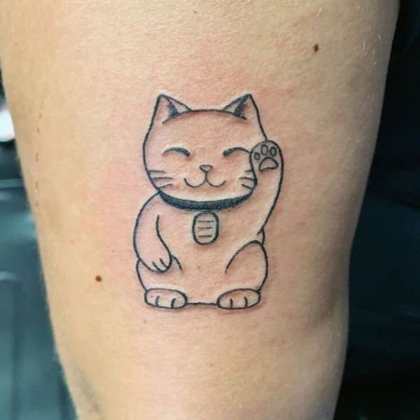 Tatoo mèo thần tài đơn giản