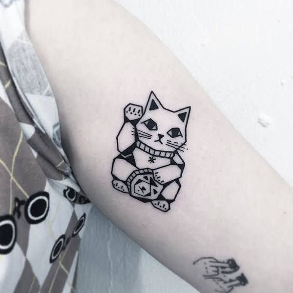 Tatoo mèo thần tài mini đẹp