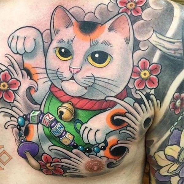 Tatoo mèo thần tài nhật bản