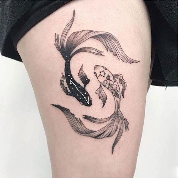 Tattoo âm dương ở đùi