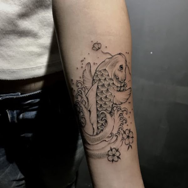 Tattoo cá chép hóa rồng nhỏ