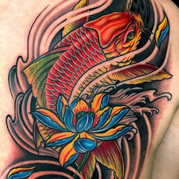 Tattoo cá chép hoa sen đẹp