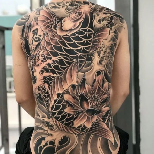 Tattoo cá rồng và hoa siêu đẹp