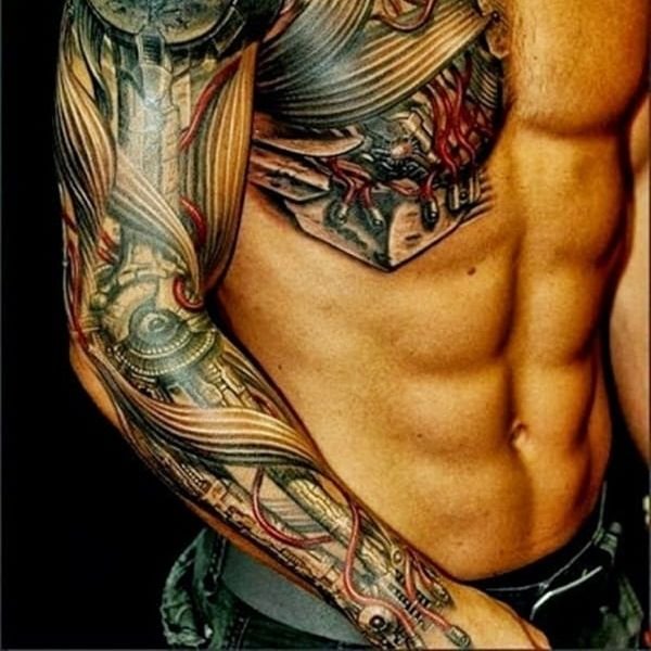 Tattoo cánh tay nam máy móc đẹp