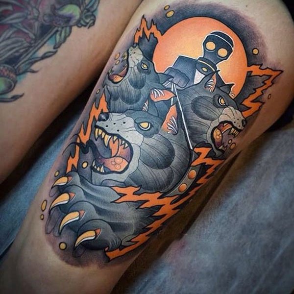 Tattoo chân nam ceberus