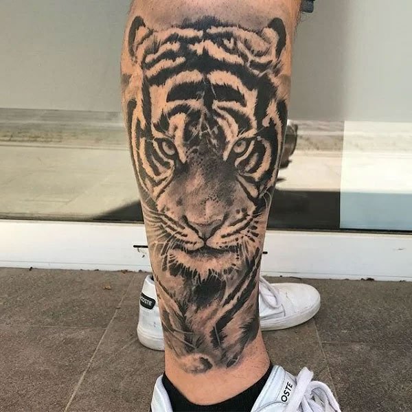 Tattoo chân nam hổ siêu đẹp