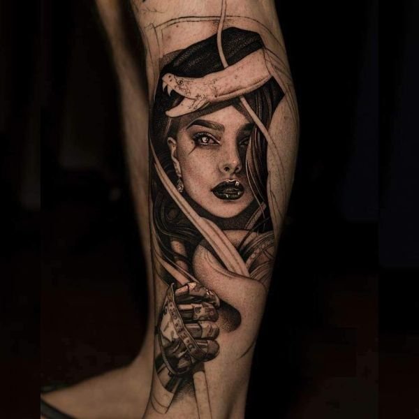 Tattoo châu Âu ở chân siêu đẹp