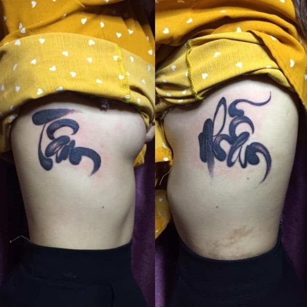 Tatto chữ nhẫn ở sườn