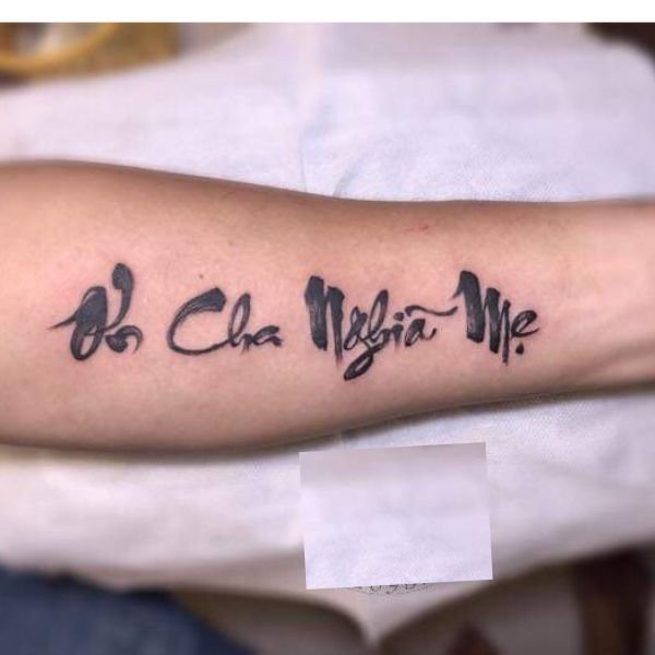 Tattoo chữ ơn cha nghĩa mẹ