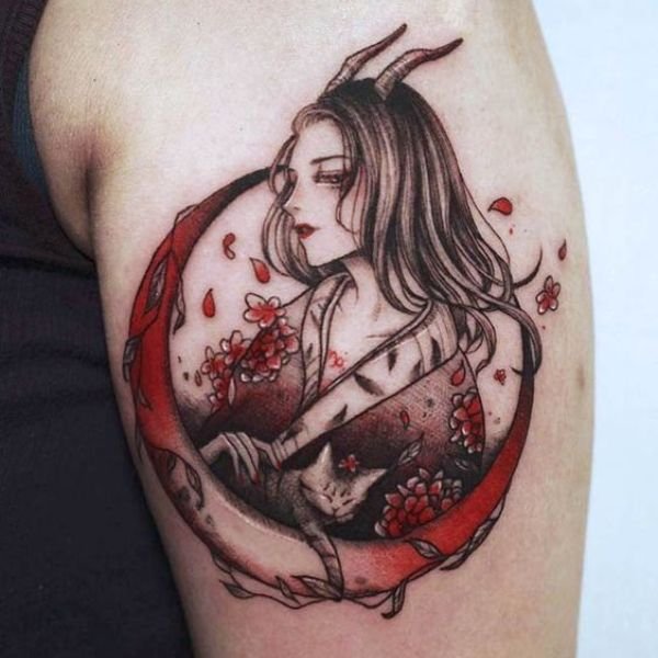 Tattoo cô gái buồn nhật