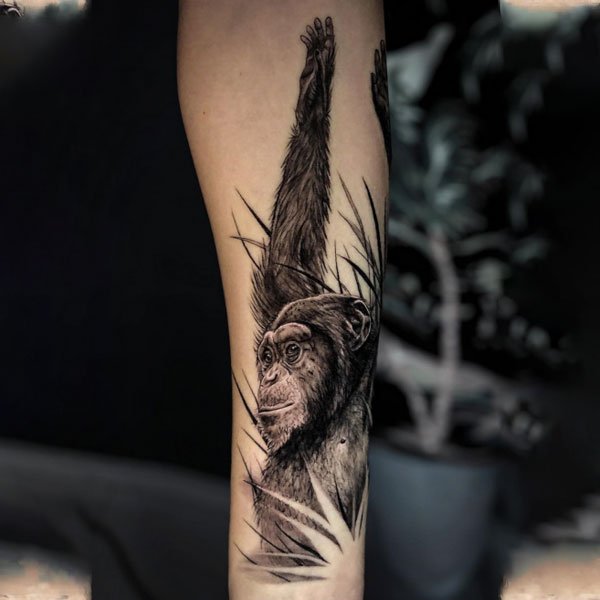 Tattoo con khỉ ở tay