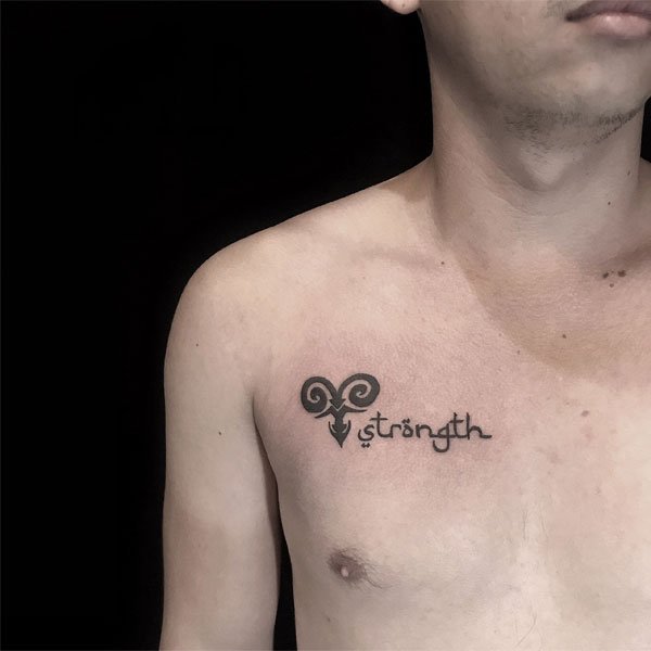 Tattoo cung bạch dương ngực đẹp