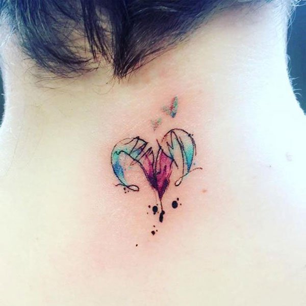 Tattoo cung bạch dương sau gáy