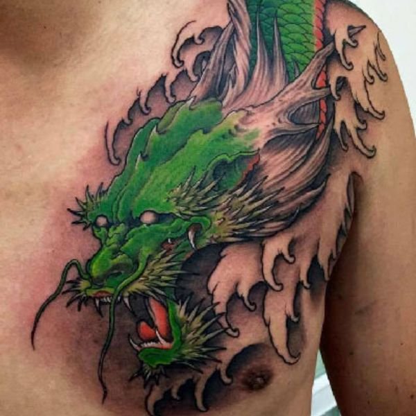 Tattoo đầu rồng nước