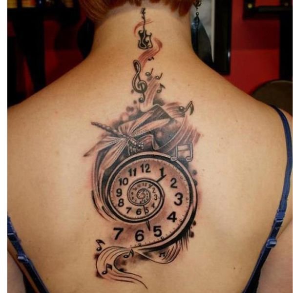 Tattoo đồng hồ ở gáy