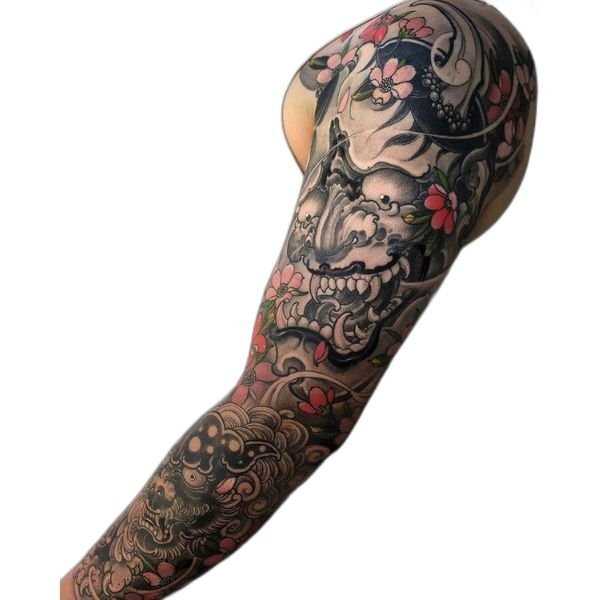 Tattoo full tay mặt quỷ