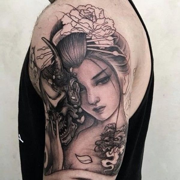 Tattoo geisha mặt quỷ mini