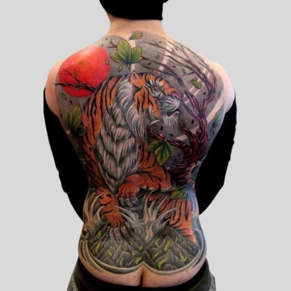 Tattoo hổ lên núi nhật cổ