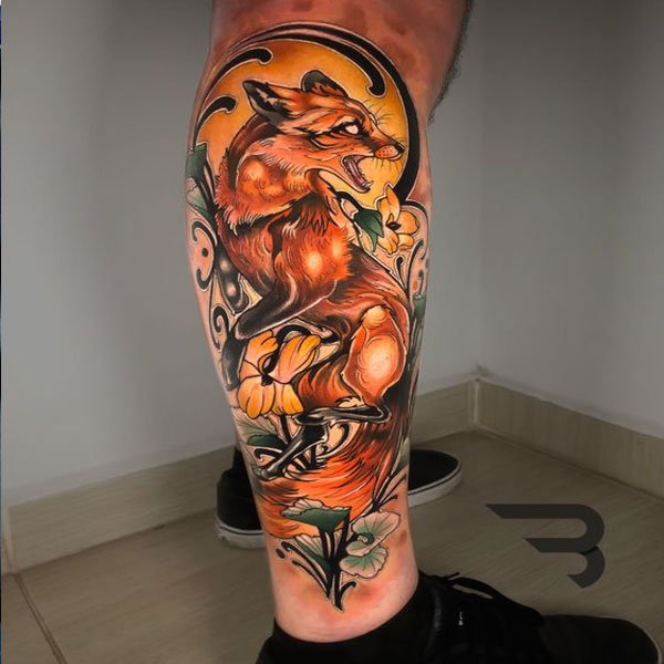 Tattoo hồ ly cổ chân