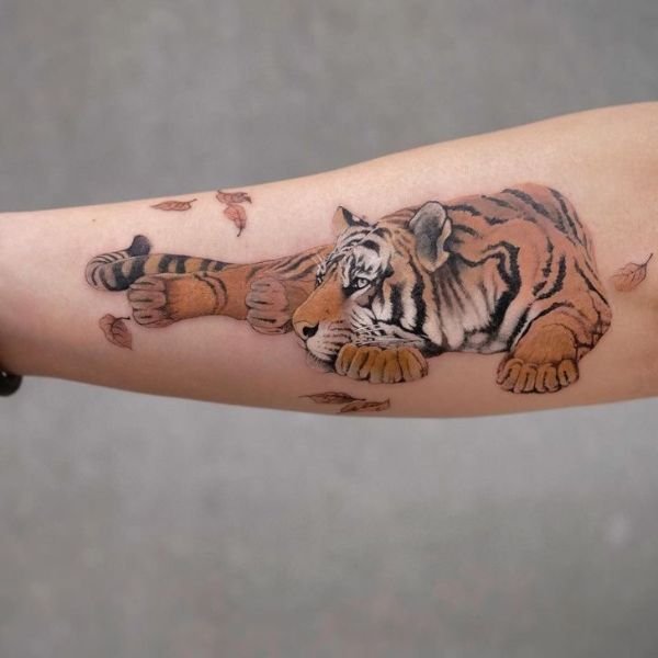 Tattoo hổ nằm cute