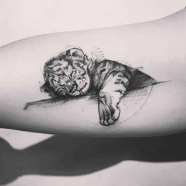 Tattoo hổ ngủ cute