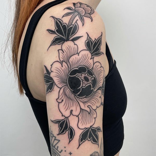 Tattoo hoa mẫu đơn cho nữ đẹp