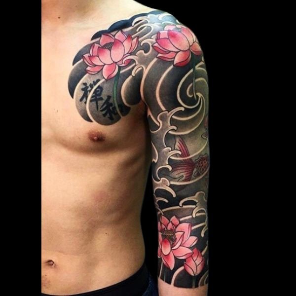 Tattoo hoa sen nhật cổ