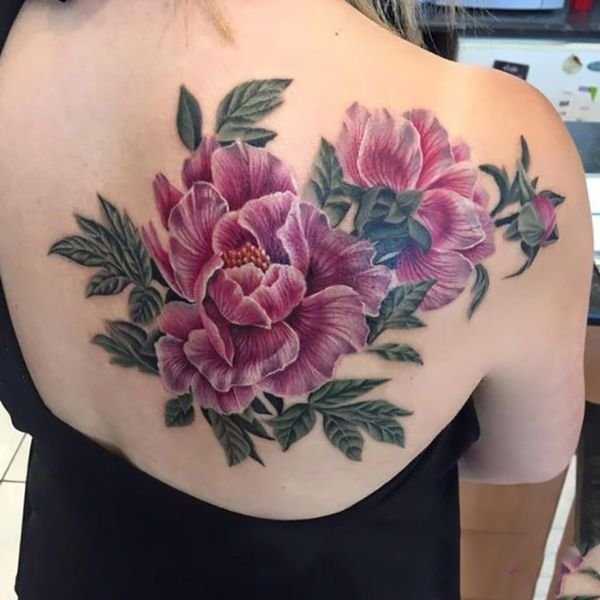 Tattoo hoa mẫu đơn cho nữ