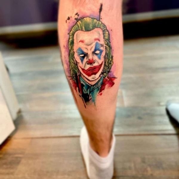 Tattoo joker đẹp ở bắp chân