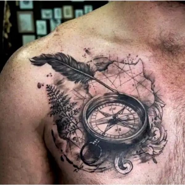 Tattoo la bàn trên ngực nam giới với chất lượng cao