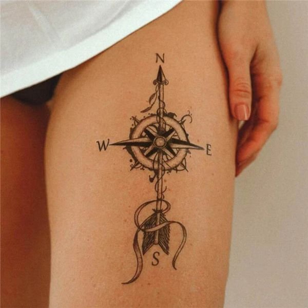 Tattoo la bàn ở đùi