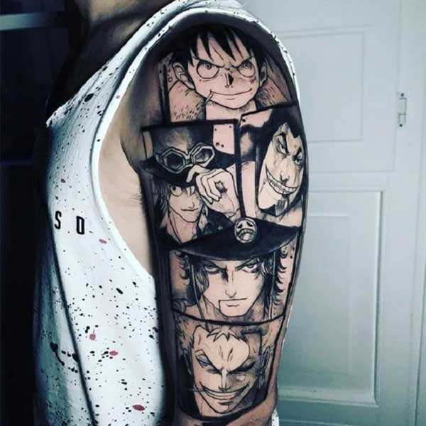 Tattoo Luffy kín bắp tay