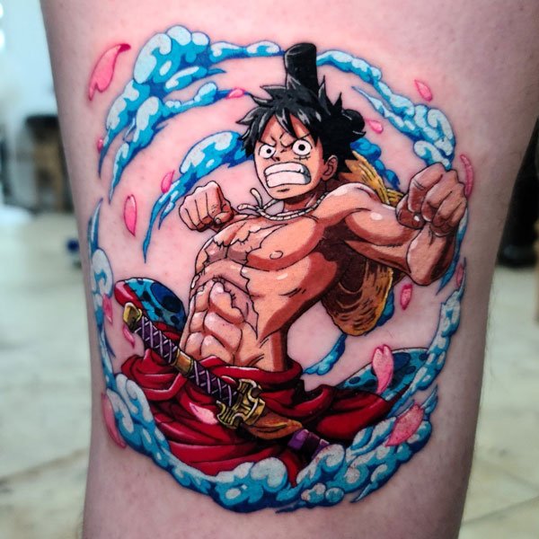 Tattoo luffy màu