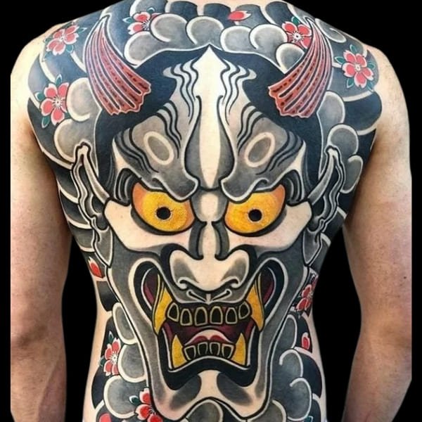 Tattoo mặt quỷ kín lưng nhật cổ