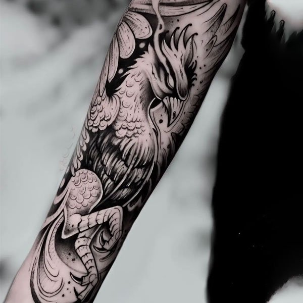 Tattoo mệnh hỏa lửa phượng hoàng kiêu hãnh