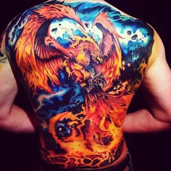 99+ hình xăm mệnh Thổ ý nghĩa, độc đáo 27 Tattoo mệnh thổ phượng hoàng full lưng