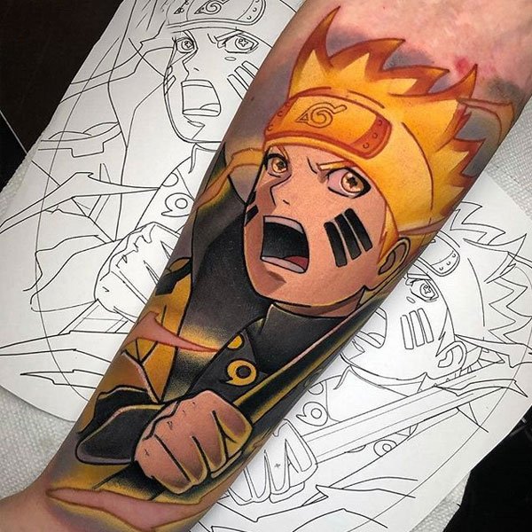 Tattoo naruto kín cánh tay chất