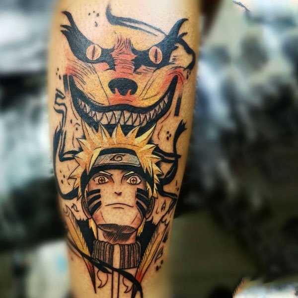 Tattoo naruto ở bắp chân