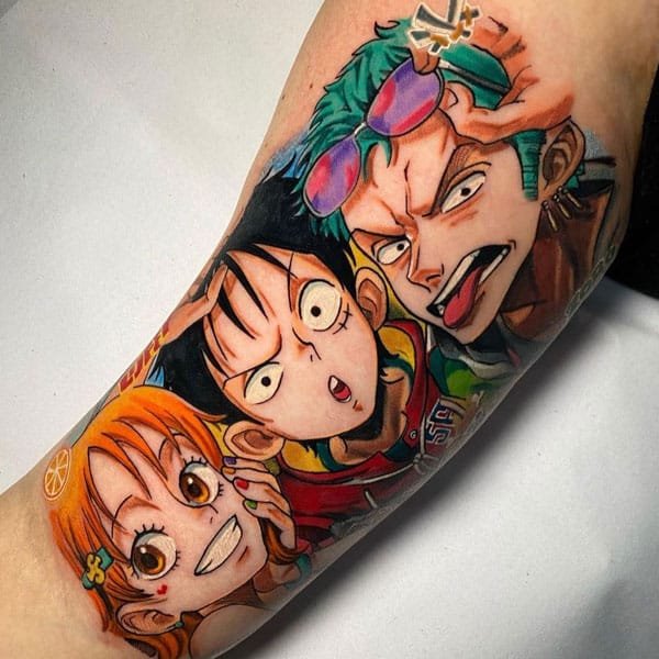 Tattoo one piece luffy zoro và nami