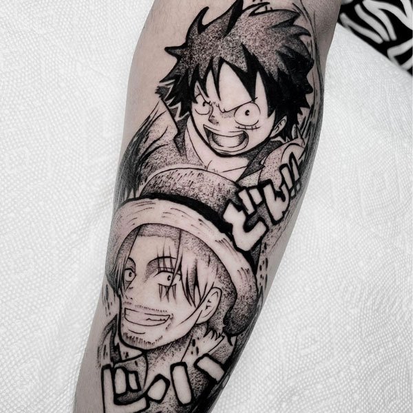 Tattoo one piece luffy với shank