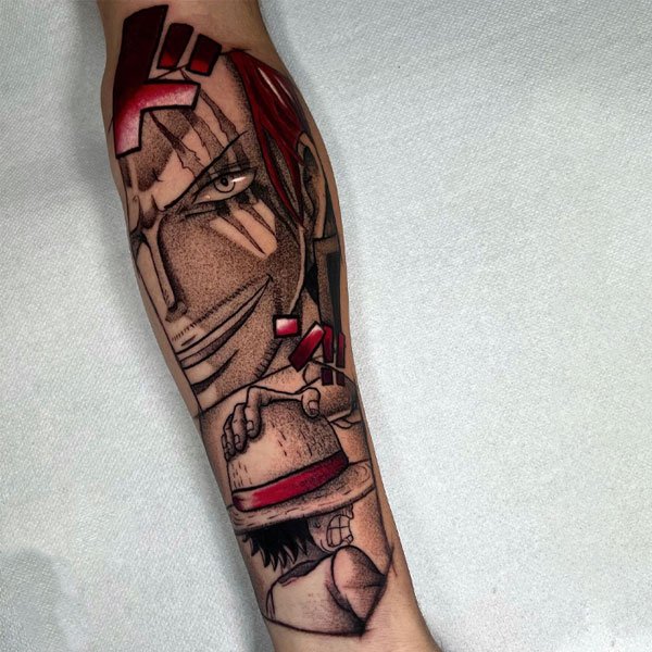 Tattoo one piece shank với luffy