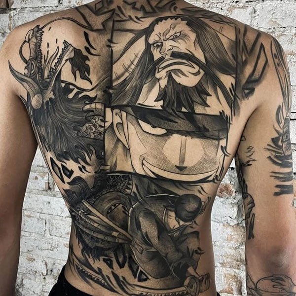 Tattoo one piece zoro với kaido