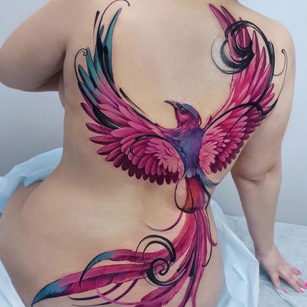 Tattoo phượng hoàng hồng