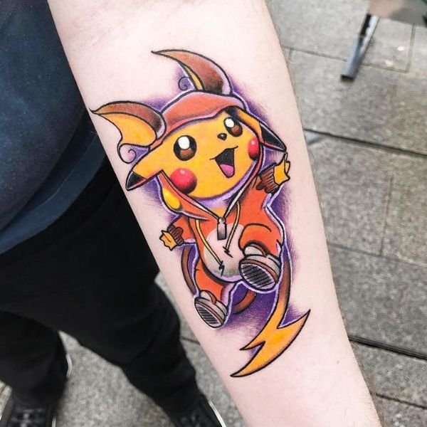 Tattoo pikachu được xăm ở cánh tay đẹp