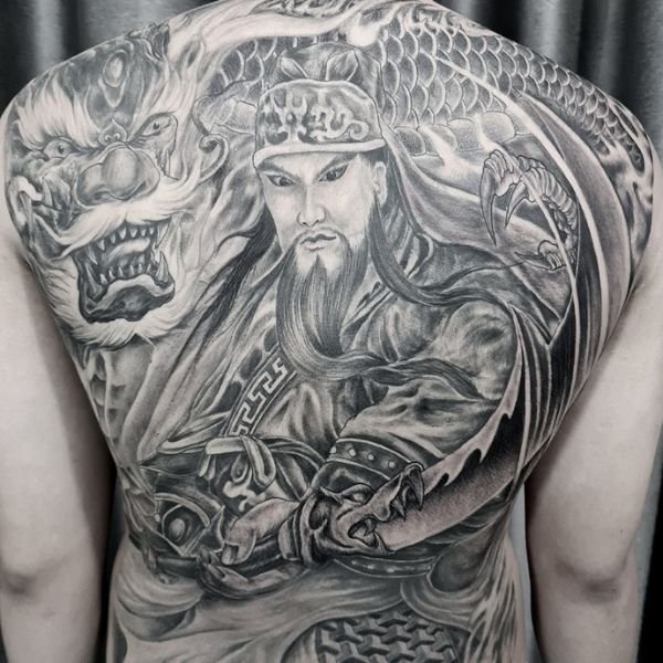 Tattoo quan công trắng đen