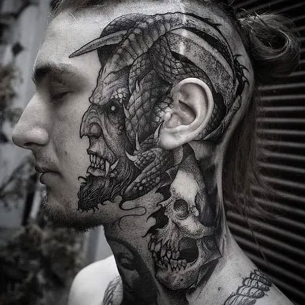 Tattoo quỷ satan ở đầu