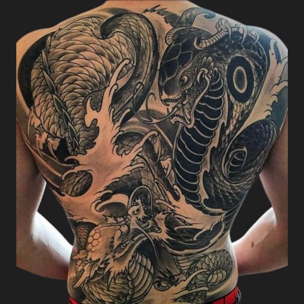 Tattoo rồng rắn lên mây kín lưng